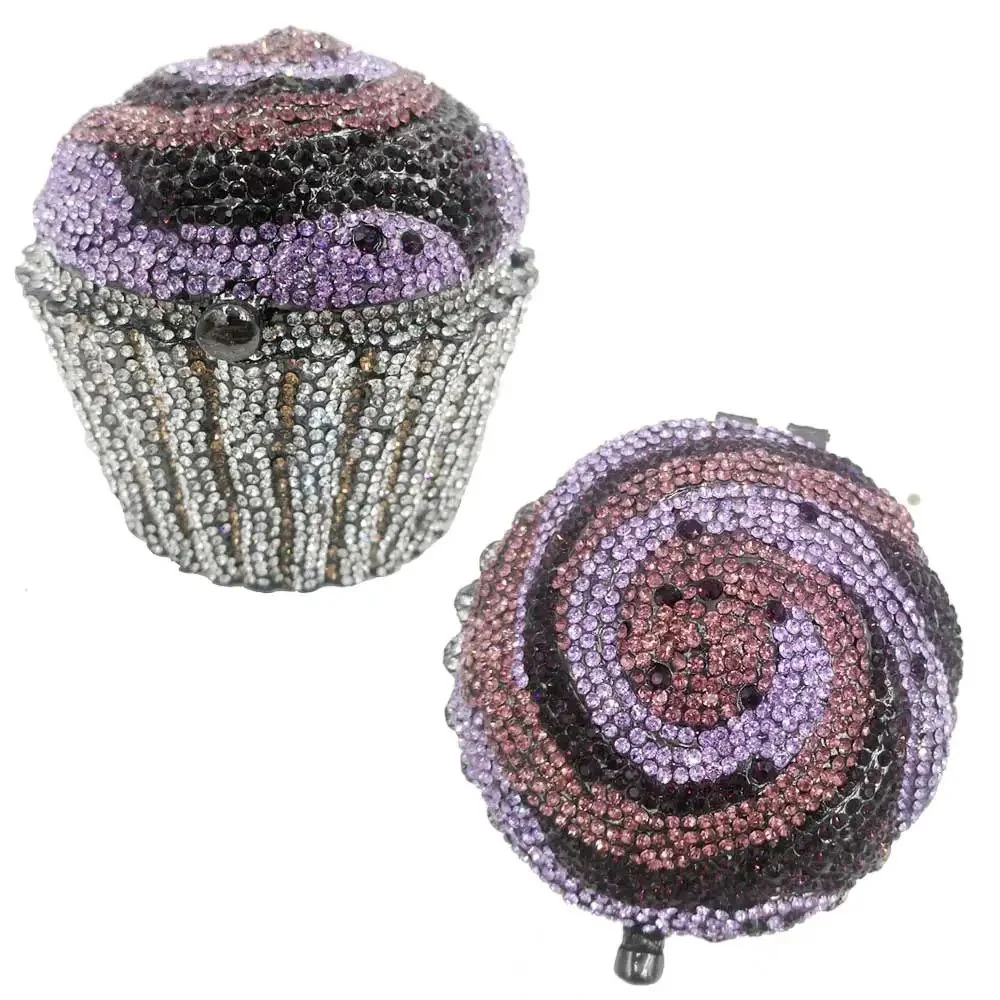 Designer Brand Luxury Crystal Evening Bag Fashion Cupcake Diamond Clutch Soiree Purse Women Wedding Bride Cake Handbags