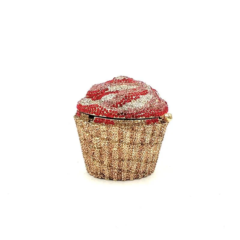 Designer Brand Luxury Crystal Evening Bag Fashion Cupcake Diamond Clutch Soiree Purse Women Wedding Bride Cake Handbags
